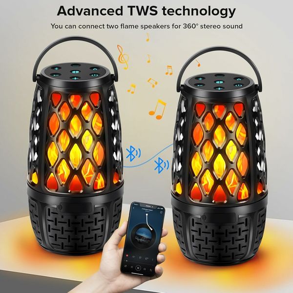 Outdoor Bluetooth Speakers, Colorful LED Flame Speaker for Patio, Yard, Porch, 1 Pcs