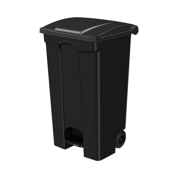 Black Rubbish Bin Pedal Kitchen Recycle Dustbin Waste Trash Can 87L Plastic Garbage Wheelie Stepbin Basket Flip Top Lid