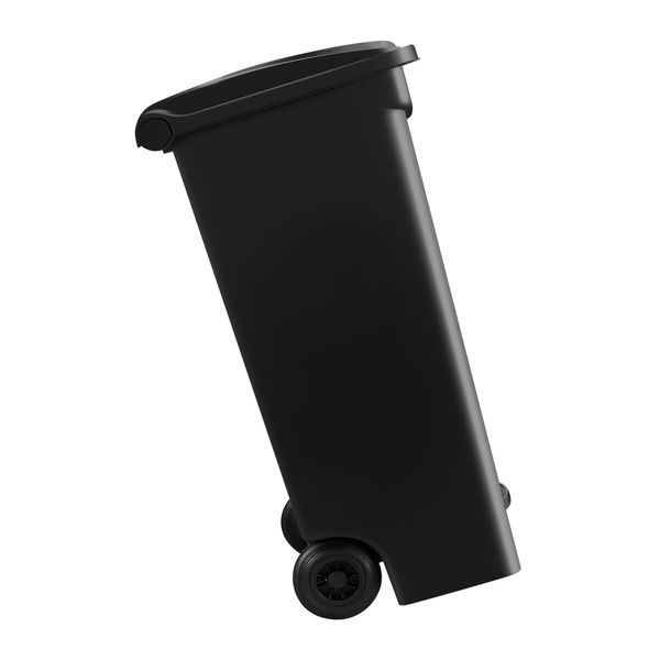 Black Rubbish Bin Pedal Kitchen Recycle Dustbin Waste Trash Can 87L Plastic Garbage Wheelie Stepbin Basket Flip Top Lid