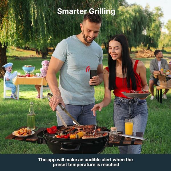 Wireless Meat Thermometer, Bluetooth Meat Thermometer with Smart APP Control, Food Thermometer for Grilling and Smoking, Digital BBQ Meat Thermometer