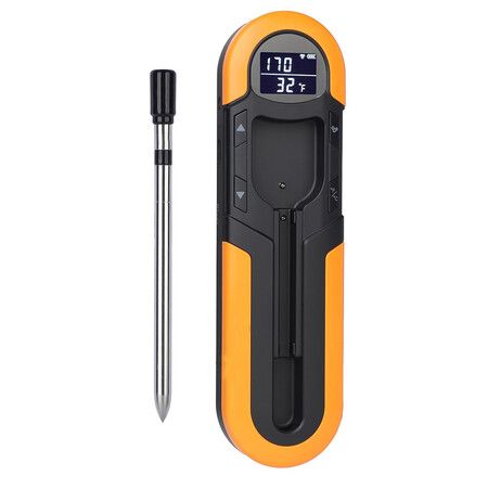 Wireless Meat Thermometer for Oven, Rechargeable Bluetooth Meat Thermometer Digital Wireless with Smart App for Grilling, Smoking, BBQ, Rotisserie, Kitchen (Orange)