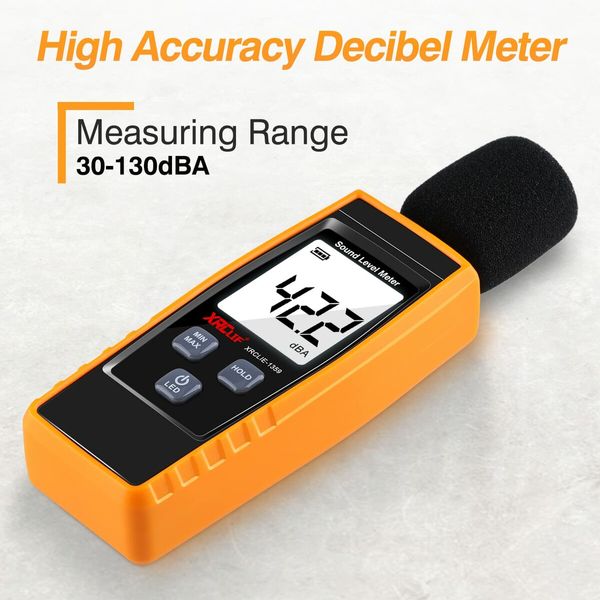 Decibel Meter Sound Level Reader 30-130dB(A), Hand-held Sound Noise Meter with Backlight Alarm