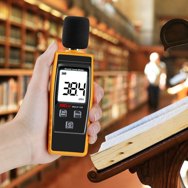 Decibel Meter Sound Level Reader 30-130dB(A), Hand-held Sound Noise Meter with Backlight Alarm