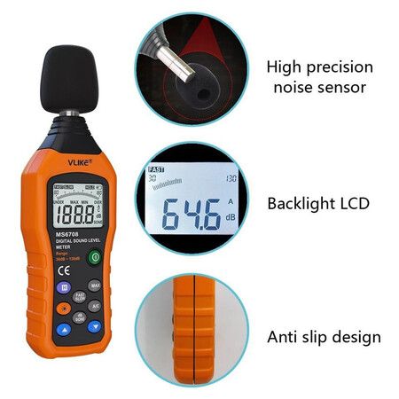 LCD Digital Audio Decibel Meter Sound Level Meter Noise Level Meter Sound Monitor dB Meter Noise Measurement Measuring 30 dB to 130 dB A/C Mode (Batteries Not Include)