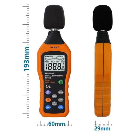 LCD Digital Audio Decibel Meter Sound Level Meter Noise Level Meter Sound Monitor dB Meter Noise Measurement Measuring 30 dB to 130 dB A/C Mode (Batteries Not Include)