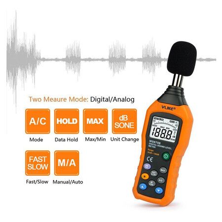 LCD Digital Audio Decibel Meter Sound Level Meter Noise Level Meter Sound Monitor dB Meter Noise Measurement Measuring 30 dB to 130 dB A/C Mode (Batteries Not Include)