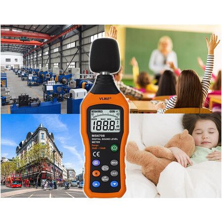 LCD Digital Audio Decibel Meter Sound Level Meter Noise Level Meter Sound Monitor dB Meter Noise Measurement Measuring 30 dB to 130 dB A/C Mode (Batteries Not Include)