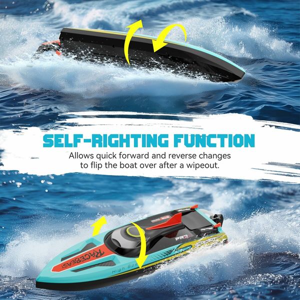 Brushless RC Boat 40+MPH,Remote Control Boat,19 Inch Large Fast Racing Boat,Fishing with Self-Righting,LED Light,Low Battery Alarm