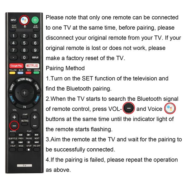 RMF TX300U RMF TX200U RMF TX201U Remote Control Replacement for Sony Bravia KD-65A1 KD77A1 KD75XE9405 KD65XE8505 etc