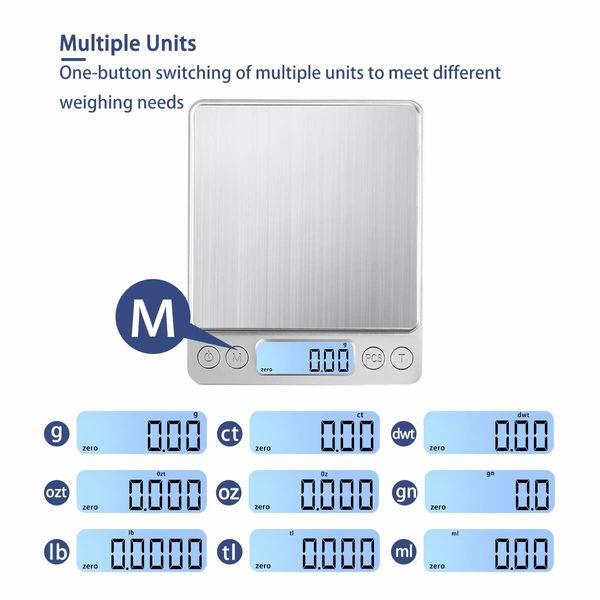 Small Kitchen Scale, USB Charging Mini Food Electronic Scale, High Accuracy Cooking Scale, Pocket Scale with LCD Display, 1kg/0.1g