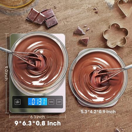 Food Scale, Digital Kitchen Scale Weight Grams and oz for Cooking Baking, 10kg/1gPrecise Graduation, Stainless Steel and Tempered Glass (Silver)