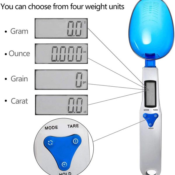 Digital Kitchen Scale Electronic Food Scale with 3 Measuring Spoons for Portioning Milk, Tea, Flour, Spices, Medicine 500gram/0.1gram