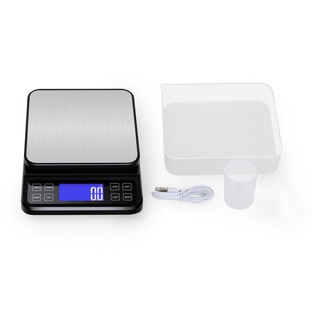 Kitchen Scale with 0.1g/0.001oz High Precision, Bakery Scale with% Percentage Function, Capacity 5kg/11lbs, Full-View Angle LCD with Backlight, Stainless Steel