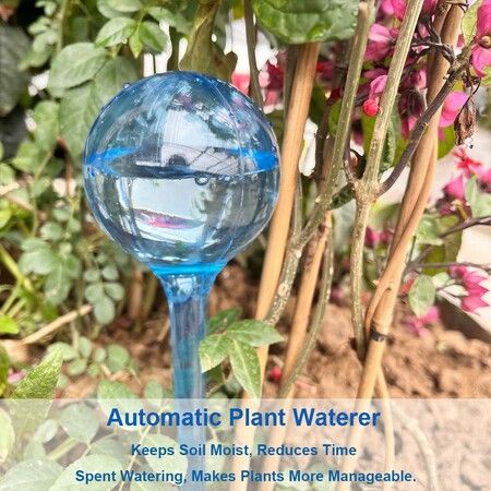 Plant Watering Globes,10pcs Plastic Plant Automatic Water Bulbs Flower Self Feeder Balls Irrigation Device Auto Waterer Planter Insert Stakes for Indoor Outdoor Garden Potted While Away on Vacation