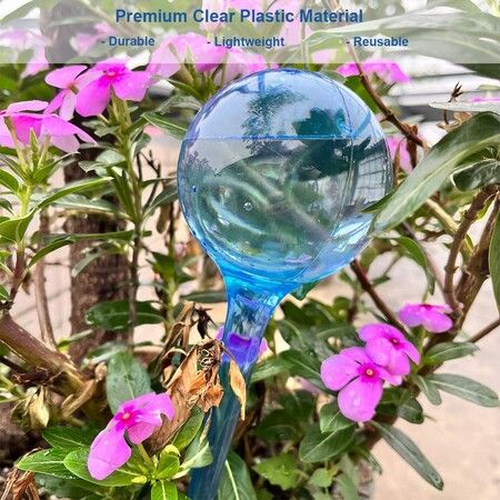 Plant Watering Globes,10pcs Plastic Plant Automatic Water Bulbs Flower Self Feeder Balls Irrigation Device Auto Waterer Planter Insert Stakes for Indoor Outdoor Garden Potted While Away on Vacation