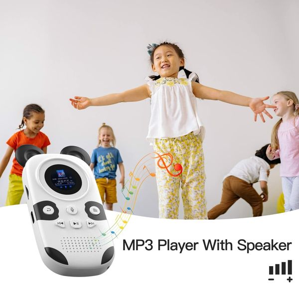 64GB MP3 Player for Kids,Cute Panda Portable Music Player MP3,Child MP3 Player with Bluetooth 5.0,Speaker,FM Radio,Voice Recorder,Alarm Clock,Stopwatch,Pedometer,Support up to 128GB