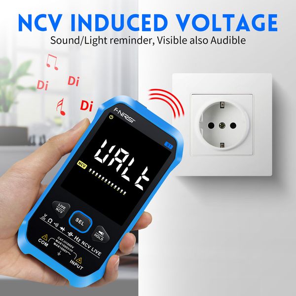 Smart Digital Multimeter Tester 9999 Counts AC DC Voltage Current Resistance Capacitance Diode Frequency NCV Live Wire Color Display Handheld Professional