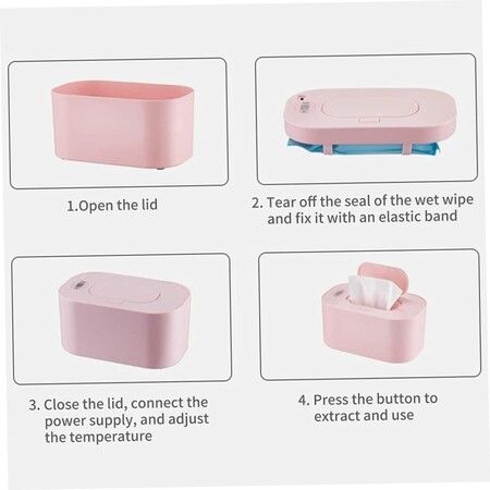 Wipe Warmer LED Display Adjustable, Portable Baby Wipe Dispenser for Home Car Travel (Pink)