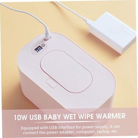 Wipe Warmer LED Display Adjustable, Portable Baby Wipe Dispenser for Home Car Travel (Pink)