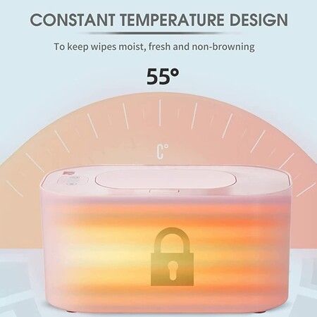 Wipe Warmer LED Display Adjustable, Portable Baby Wipe Dispenser for Home Car Travel (Pink)