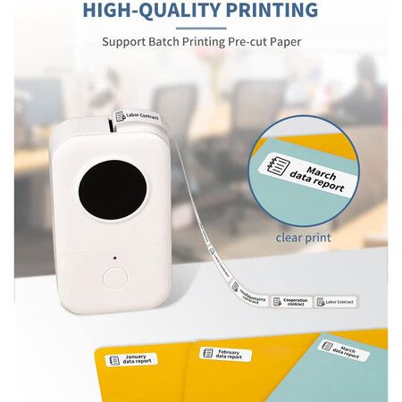 Phomemo D30 Label Printer with 1 Roll Rabel, Bluetooth Wireless Mini Pocket Smartphone Label Maker Machine, Direct Thermal Printer Rechargeable Labeler Compatible with iPhone/Android, for Home Office Labeler, White