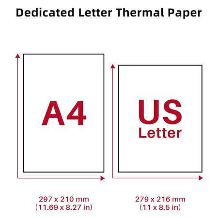 Phomemo US Letter Thermal Printer Paper, Advanced Thermal Printing, Phomemo Thermal Paper Compatible with COLORWING M08F-Letter, M832, M834, MT800/MT800Q Portable Printer, 8.5 inch x 11 inch, 200 Sheets