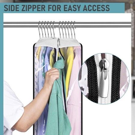 Set of 2 102cm Gusseted All Clear Garment Bags for Hanging Clothes Ideal for Shirts Coats Dresses Closet Storage