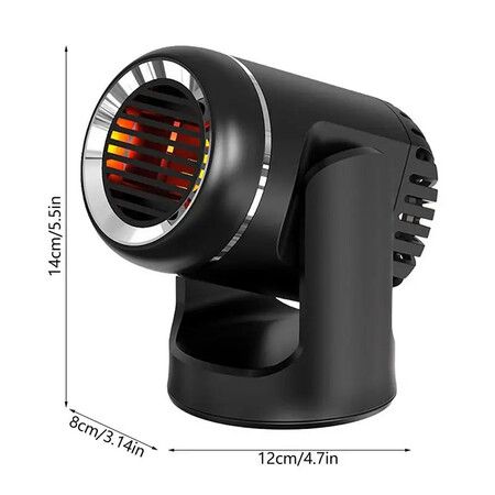 Portable Car Defroster Heater Rapid Heating Dryer Windshield Hot Fan Warmer Air Blower Electric Window Demister 12V 130W Cigarette Plug Black