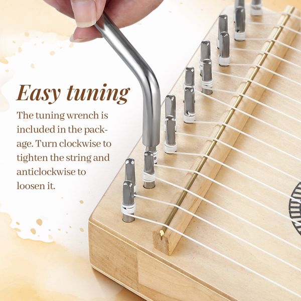 Melodic 15 Strings Harp Lyrical Tone Handheld Portable Musical Instrument for Kids Adults Beginners with Gig Bag Tuning Wrench