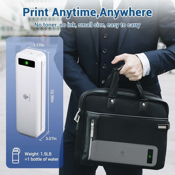 Portable Printers Wireless for TravelaPhomemo Portable Printers Wireless for Travel, Inkless Printer Thermal M835, Mobile Printer Bluetooth Support 8.5 inch, A4, 4.33inch, 3.15inch, 2.08 inch Thermal Paper Roll, Compact Printer Compatible with iOS and And