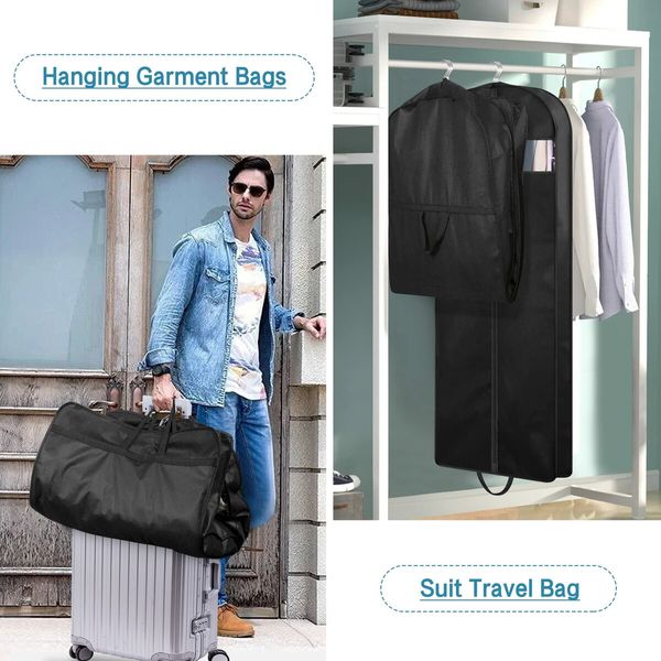 60Inch Dress Garment Bags for Hanging Clothes Travel,Gusseted Garment Bags for Closet Storage with Handles for Long Gowns,Coats (3 Packs)