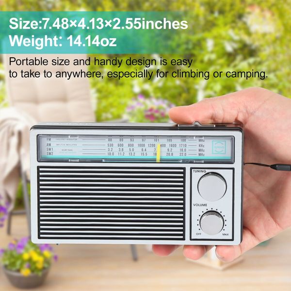 Radios Portable AM FM Retro Radio,Transistor Radios with Loud Speakers,Battery Powered or DC Power,Suitable for Indoor,Outdoor and Emergency Use,Small Transistor Radio AM FM Gifts