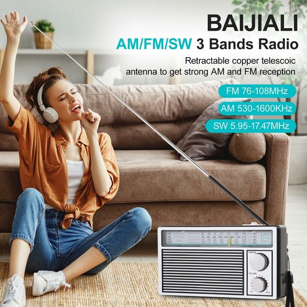 Radios Portable AM FM Retro Radio,Transistor Radios with Loud Speakers,Battery Powered or DC Power,Suitable for Indoor,Outdoor and Emergency Use,Small Transistor Radio AM FM Gifts