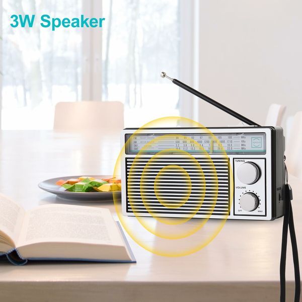 Radios Portable AM FM Retro Radio,Transistor Radios with Loud Speakers,Battery Powered or DC Power,Suitable for Indoor,Outdoor and Emergency Use,Small Transistor Radio AM FM Gifts