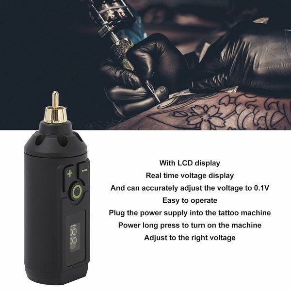 Wireless Tattoo Power Supply, Usb C Rechargeable 1200Mah Tattoo Battery Pack With Lcd Digital Display, DC