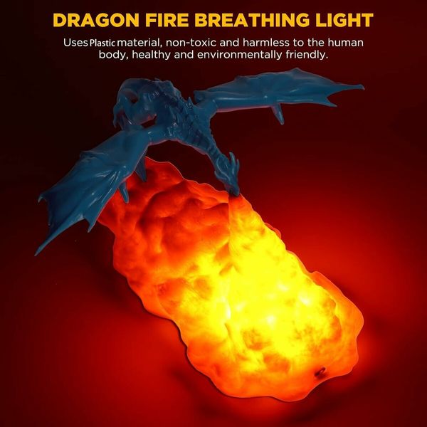 3D Printed Dragon Night Light with USB Rechargeable Dragon Lamps Gift for Boys and Girls Bedroom Decor