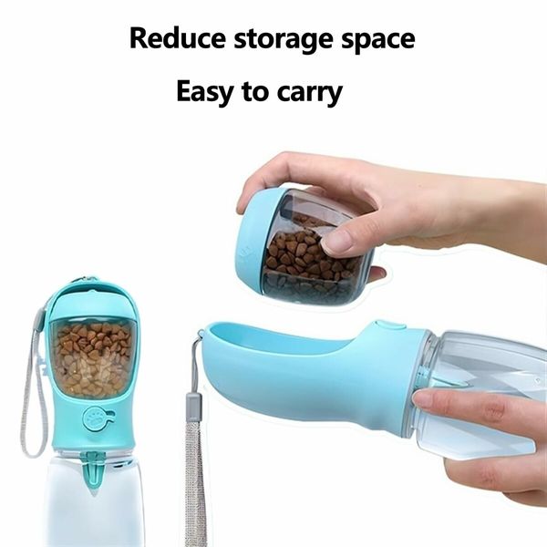 2in1 Dog Water Bottle Food Container Leak Proof Portable Travel Puppy Cat Walking Camping Color Blue