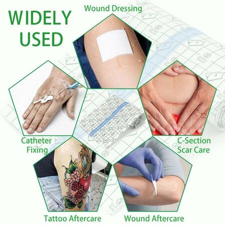 Tattoo Aftercare Bandage Roll 20 x 1000cm, Waterproof Transparent Film For Tattoo Initial Healing And Skin Repair Adhesive Tattoo Supply Wrap