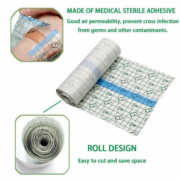 Tattoo Aftercare Bandage Roll 10 x 1000cm, Waterproof Transparent Film For Tattoo Initial Healing And Skin Repair Adhesive Tattoo Supply Wrap