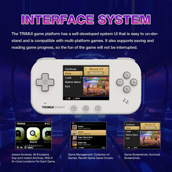 TRIMUI Classic Handheld Game Console 2.4-Inch IPS Screen 5000 Retro Arcade Games 64G TF Card Linux OS Portable Mini Player