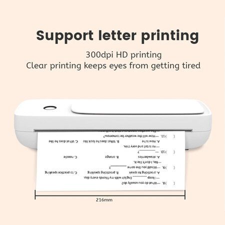 Mini 300Dpi Portable Wireless Thermal Printer,Inkless Printing,Tattoo Transfer,With 20pcs Free Transfer Paper Compatible With Smartphone & Pc