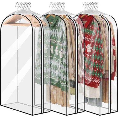 127cm Gusseted All Clear Garment Bags Set of 2 Ideal for Hanging Clothes Shirts Coats Dresses Closet Storage