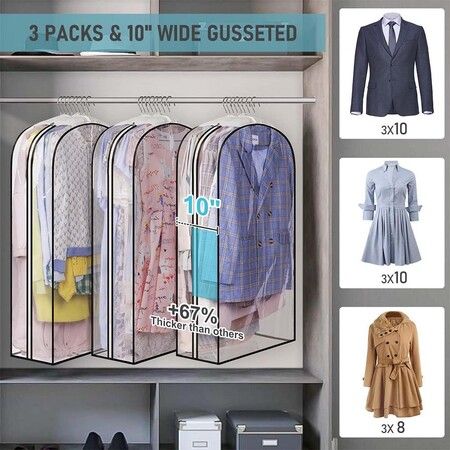 127cm Gusseted All Clear Garment Bags Set of 2 Ideal for Hanging Clothes Shirts Coats Dresses Closet Storage