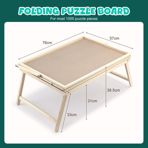 1000pcs Jigsaw Puzzle Table Board Tray Wooden Games Desk Plate Portable Holder Folding Legs 4 Drawers Adjustable Light Strip