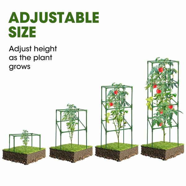 3 Pack Tomato Cages,Square Tomato Plant Stakes Support Cages Trellis for Garden Climbing Vegetables Flowers Fruits (3 Pack,Extra Bold)