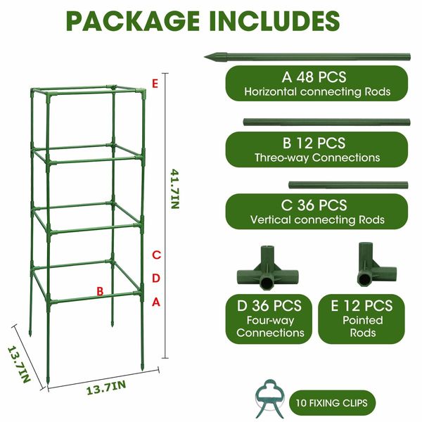 3 Pack Tomato Cages,Square Tomato Plant Stakes Support Cages Trellis for Garden Climbing Vegetables Flowers Fruits (3 Pack,Extra Bold)