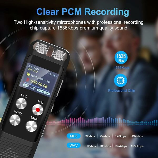 Digital Voice Recorder with Playback, Audio Recording Device for Lectures Meetings, Dictaphone Sound Tape Recorder with Password