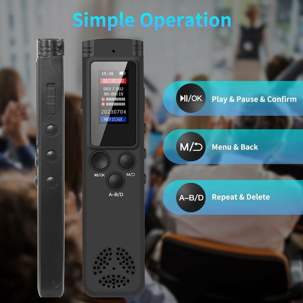 32GB Digital Voice Recorder for Lectures Meetings, Audio Recorder with Playback, Password, Variable Speed, Tape Recorder USB Charge, MP3