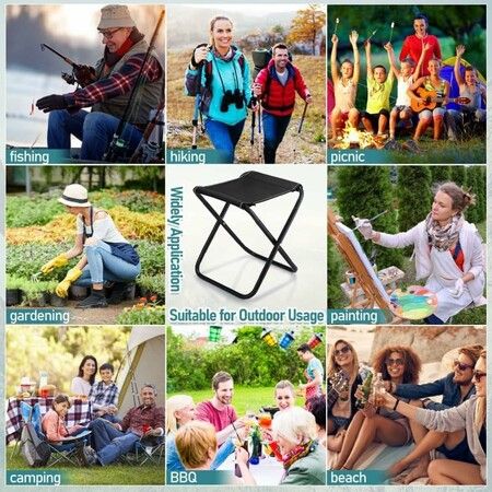 Camping Folding Stool Mini Portable Lightweight Outdoor Collapsible Slacker Chairs for Fishing Camp Traveling Hiking Beach Garden BBQ