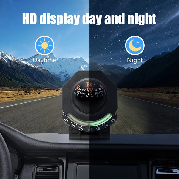 Foldable Car Dashboard Compass Ball for Vehicle Boat High Precision Navigation With Slope Meter 2-In-1 Car Mount Compass Ball